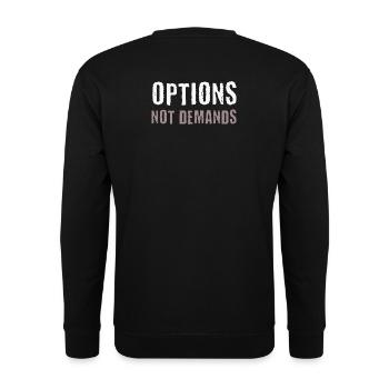 Options Not Demands PDA Neurodivergent Autonomie - Unisex Pullover - Schwarz - Hinten - Michal (187cm)