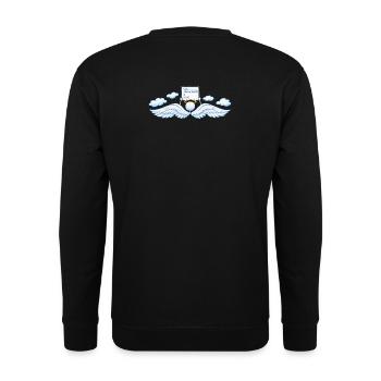 Schutzengel und künstliche Intelligenz – Humor - Unisex Pullover - Schwarz - Hinten - Michal (187cm)