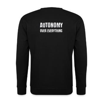 Autonomie über alles Neurodivergente PDA-Geschenk - Unisex Pullover - Schwarz - Hinten - Michal (187cm)
