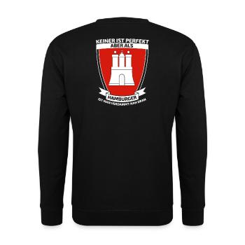 Keiner ist perfekt aber als Hamburger - Unisex Pullover - Schwarz - Hinten - Michal (187cm)