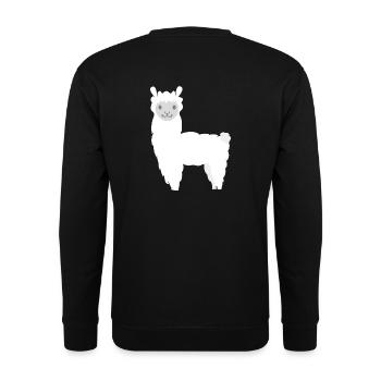 Alpaka Lama plüschiges Alpaka süßes Zootier - Unisex Pullover - Schwarz - Hinten - Alina (178cm)