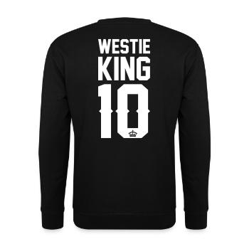 Westie-King - Unisex Pullover - Schwarz - Hinten - Alina (178cm)