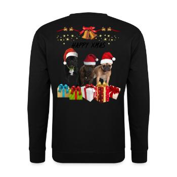 Noël - chiens et cadeaux - Sweat-shirt Unisexe - noir - Dos - Michal (187cm)