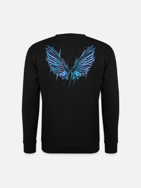 BLUE ANGEL WINGS - Energie Engelsflügel Rücken - Unisex Pullover - Schwarz