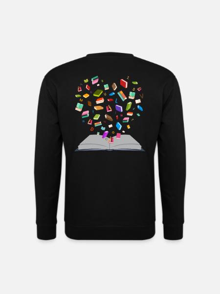 Flying Books - fliegende Bücher - Herzform - Unisex Pullover - Schwarz