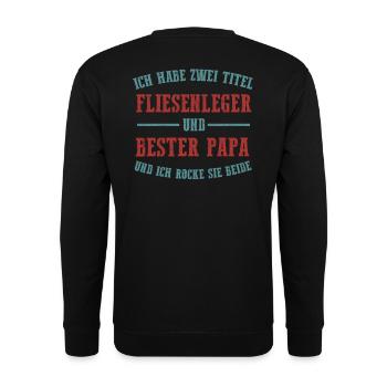 Fliesenleger · lustiger Handwerker Spruch - Fliese - Unisex Pullover - Schwarz - Hinten - Alina (178cm)