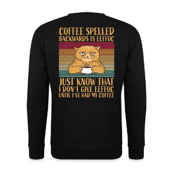 Café épelé à l'envers est caféine eeffoc café - Sweat-shirt Unisexe - noir - Dos - Alina (178cm)