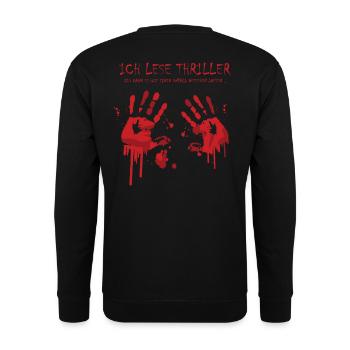 Ich lese Thriller - Ich kann es wie einen Unfall - Unisex Pullover - Schwarz - Hinten - Alina (178cm)