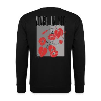 Lebe das Leben - Unisex Pullover - Schwarz - Hinten - Alina (178cm)