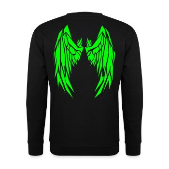 2reborn Grün Wings Angel Flügel Engelflügel 12 - Unisex Pullover - Schwarz - Hinten - Alina (178cm)