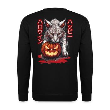 Luchs (Happy Halloween [jap.]) - Unisex Pullover - Schwarz - Hinten - Michal (187cm)