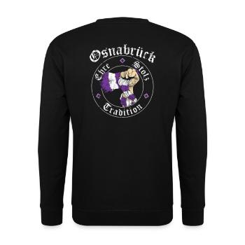 Osnabrück Ehre Stolz Tradition No II - Unisex Pullover - Schwarz - Hinten - Alina (178cm)
