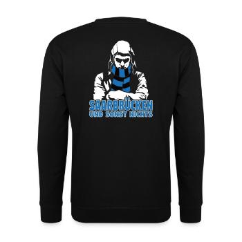 Saarbrücken und sonst nichts - Unisex Pullover - Schwarz - Hinten - Michal (187cm)