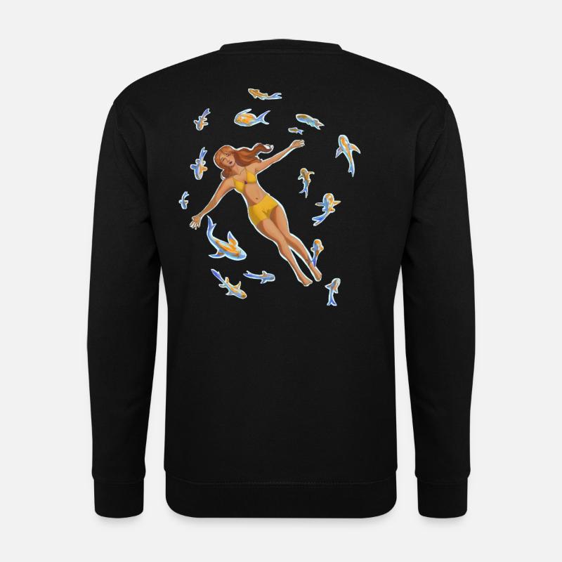 Frau im Wasser mit Koi-Fischen - Unisex Pullover - Schwarz