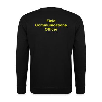 Field Communications Officer - Unisex Pullover - Schwarz - Hinten - Alina (178cm)