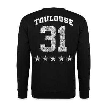 Toulouse 31, 5 étoiles Vintage. - Sweat-shirt Unisexe - noir - Dos - Alina (178cm)