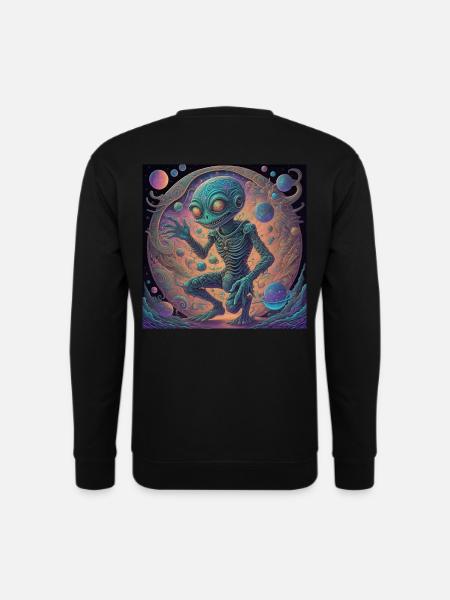 Der faszinierende Alien im bunten Kosmos - Unisex Pullover - Schwarz