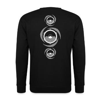 Spiral Sound Bass Speaker - Unisex Pullover - Schwarz - Hinten - Alina (178cm)