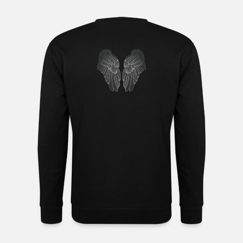 Herzförmige silberne Schutzengel-Flügel - Unisex Pullover - Schwarz