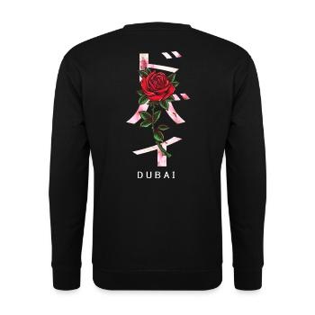 Dubai in Japanese with roses and cherry blossoms - Unisex Sweatshirt - black - Back - Michal (187cm)