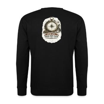 Stay On Your Own Path | Compass Design - Unisex Pullover - Schwarz - Hinten - Michal (187cm)