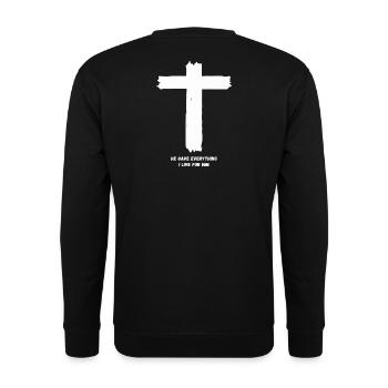 Kreuz - He gave everything – I live for him - Unisex Sweatshirt - black - Back - Alina (178cm)