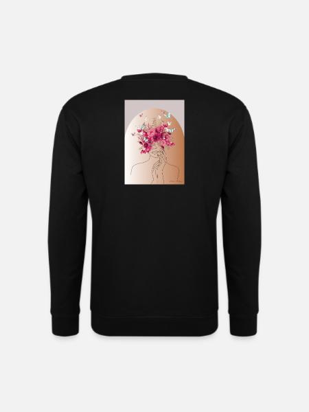 Blütenkopf mit Schmetterlingskrone - Unisex Pullover - Schwarz