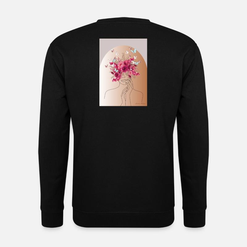 Flower head with butterfly crown - Unisex Sweatshirt - black