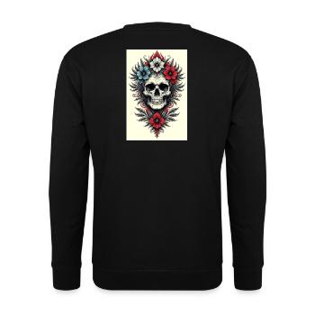 Flower Skull Tattoo Style - Unisex Sweatshirt - black - Back - Alina (178cm)