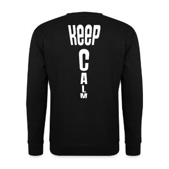 Keep Calm Backprint bleib ruhig Entspannung - Unisex Pullover - Schwarz - Hinten - Alina (178cm)