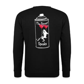 The Street Speaks – Love Street Art Spray Can Desi - Unisex Pullover - Schwarz - Hinten - Michal (187cm)