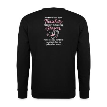 Tierschutzhund Herzensretter Design - Unisex Pullover - Schwarz - Hinten - Michal (187cm)
