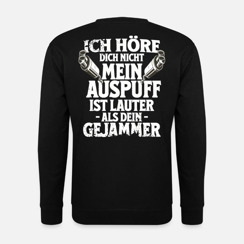 Mein Auspuff ist lauter – Motorrad Spruch Biker - Unisex Pullover - Schwarz