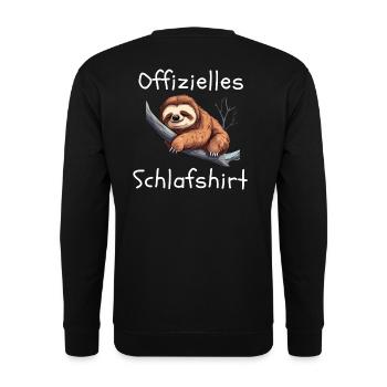 Offizielles Schlafshirt mit süßem Faultier - Unisex Pullover - Schwarz - Hinten - Michal (187cm)