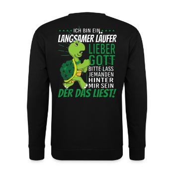 Langsamer Läufer Schildkröte laufen Joggen Lachen - Unisex Pullover - Schwarz - Hinten - Alina (178cm)