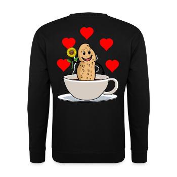 Good morning peanut coffee cup flower breakfast - Unisex Sweatshirt - black - Back - Alina (178cm)