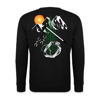 Bergsteiger Karabiner Sackleine Abseilen Gipfel - Unisex Pullover - Schwarz - Hinten - Michal (187cm)
