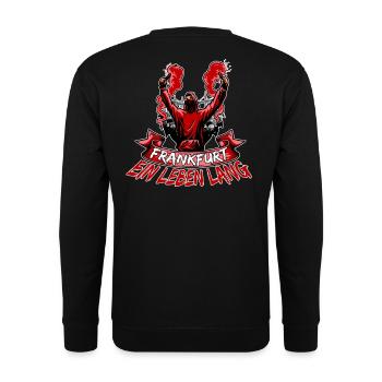 Frankfurt ein Leben lang - Fussball - Unisex Pullover - Schwarz - Hinten - Alina (178cm)