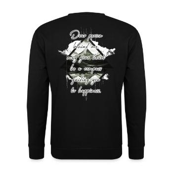 Saying for the Person Behind You Happiness Mountain Graphic - Unisex Sweatshirt - black - Back - Alina (178cm)
