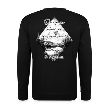 Saying for the Person Behind You Happiness Mountain Graphic - Unisex Sweatshirt - black - Back - Alina (178cm)