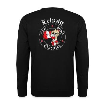 Leipzig Ehre Stolz Tradition No II - Unisex Pullover - Schwarz - Hinten - Alina (178cm)