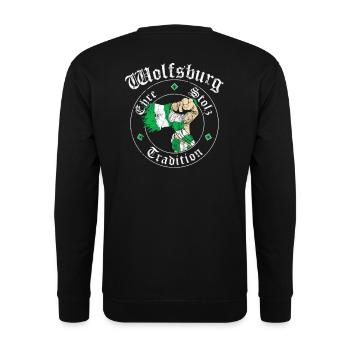 Wolfsburg Ehre Stolz Tradition No II - Unisex Pullover - Schwarz - Hinten - Alina (178cm)