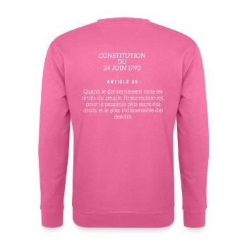 Constitution 24 juin 1793 - Sweat-shirt Unisexe - rose - Dos