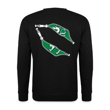 Reißverschluss inner drinnen ein echter Steirer/in - Unisex Pullover - Schwarz - Hinten - Alina (178cm)