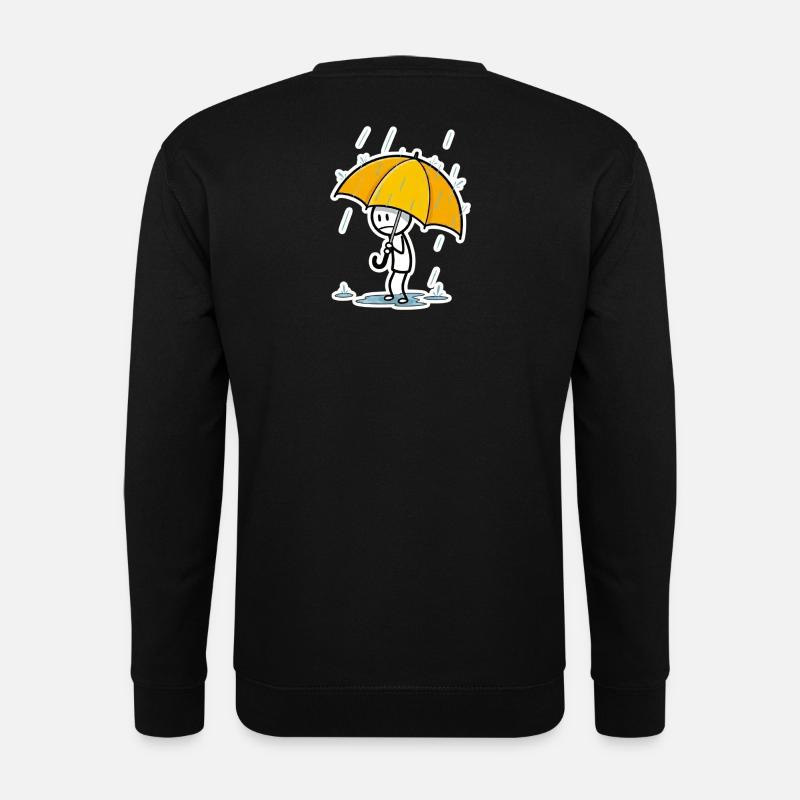 Gelber Regenschirm im Regen – Minimalstil - Unisex Pullover - Schwarz