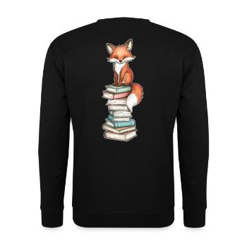 Renard sur pile de livres - Sweat-shirt Unisexe - noir - Dos - Alina (178cm)