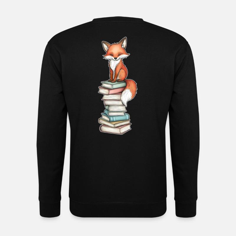 Fox on stack of books - Unisex Sweatshirt - black