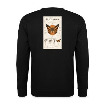 Butterfly Art Poster Nature Cycle - Unisex Sweatshirt - black - Back - Michal (187cm)