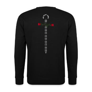 Ange avec des roses et une croix sur le fond du texte - Sweat-shirt Unisexe - noir - Dos - Alina (178cm)