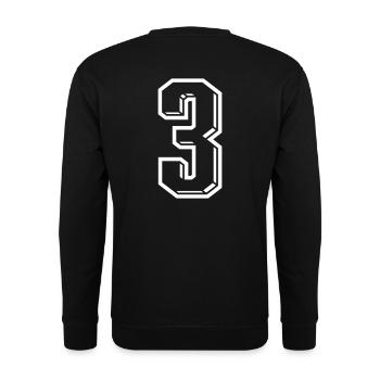 3 Jahre Trikot Nummer 3 - Zahl DREI Rückennummer - Unisex Pullover - Schwarz - Hinten - Alina (178cm)